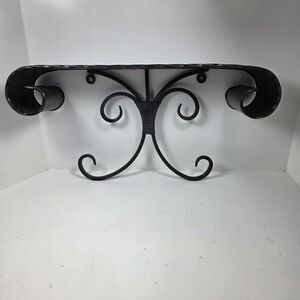Elegant Black Wrought Iron Wall Shelf